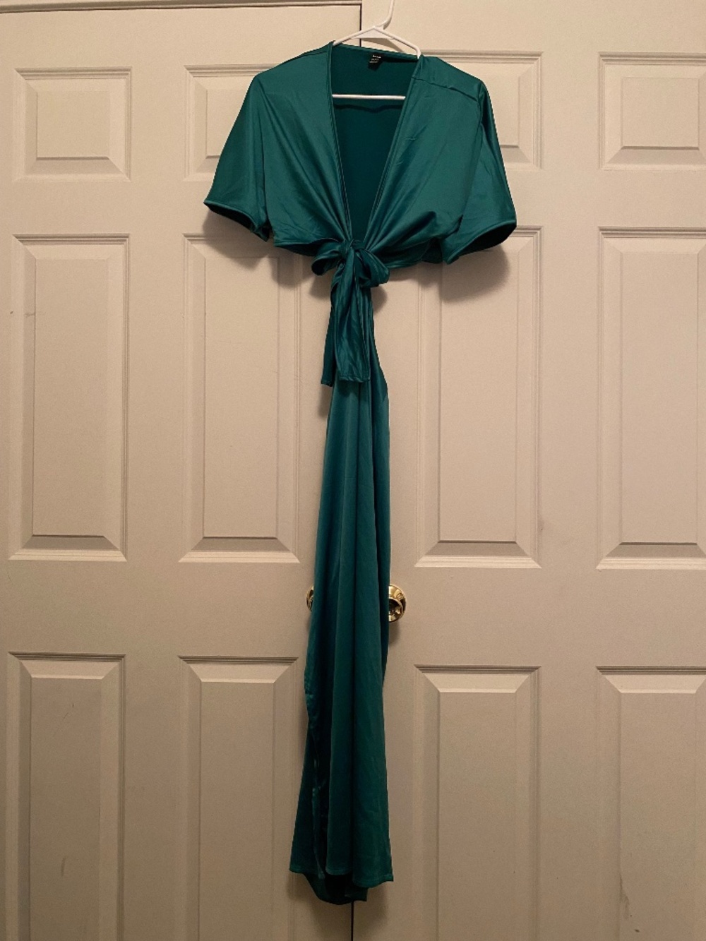 SHEIN Teal Satin-Look Two Piece Maxi Skirt Set with Side Slit - Size Large